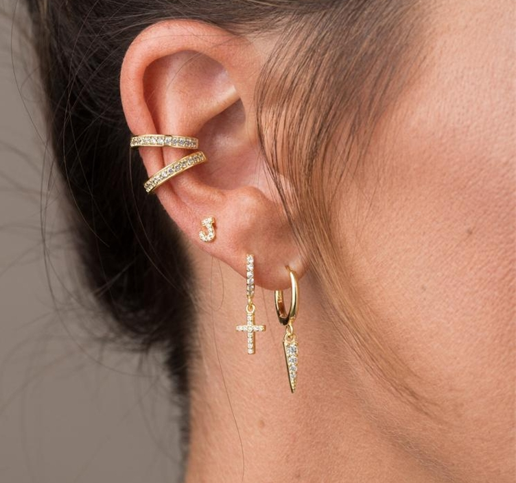 Cross Zircon Earrings in Copper Design
