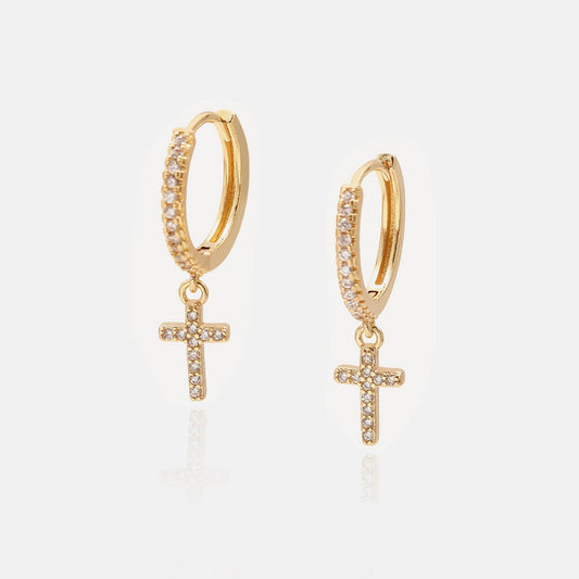 Cross Zircon Earrings in Copper Design
