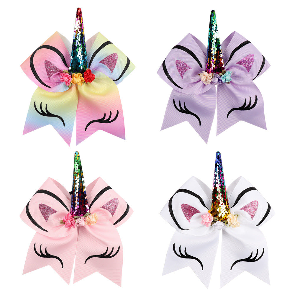Unicorn Hair Clip and Bow Hair Tie Set