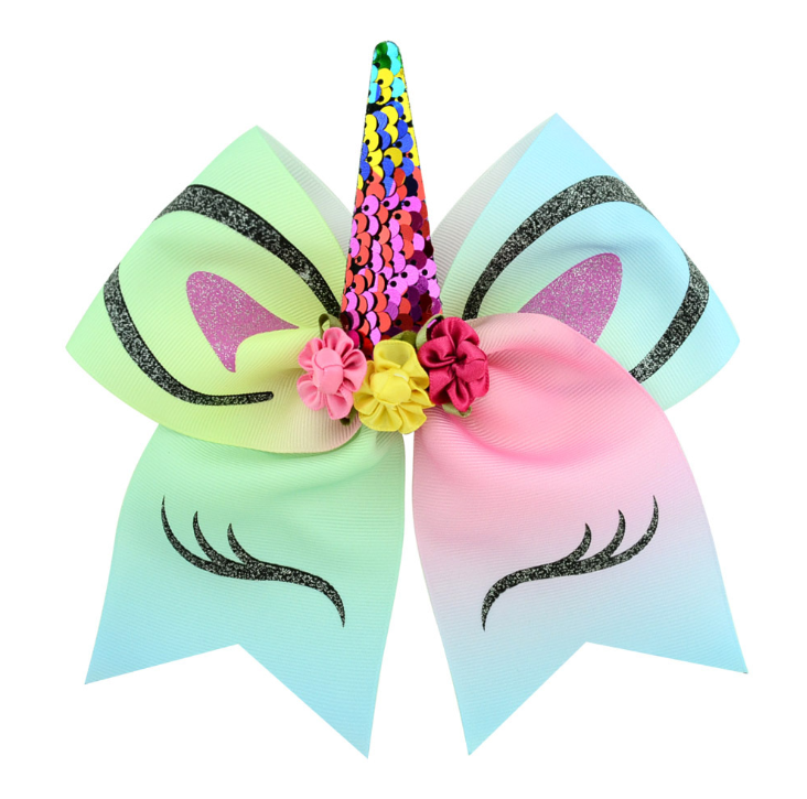 Unicorn Hair Clip and Bow Hair Tie Set