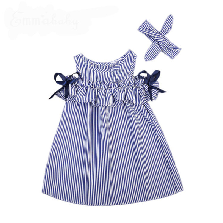 Striped A-Line Dress with Headband