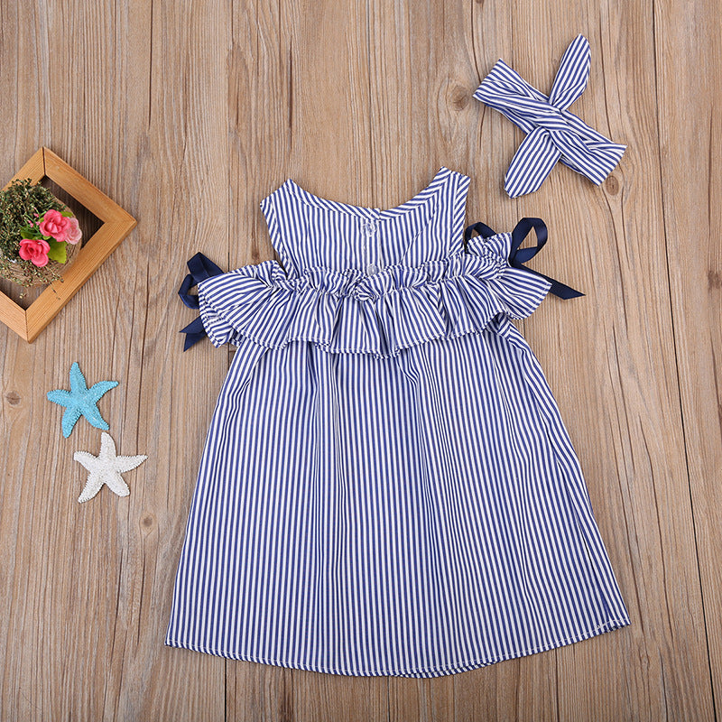 Striped A-Line Dress with Headband