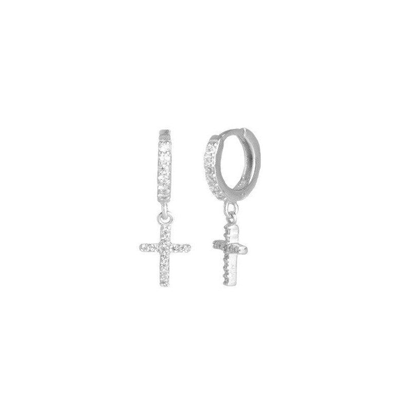 Cross Zircon Earrings in Copper Design
