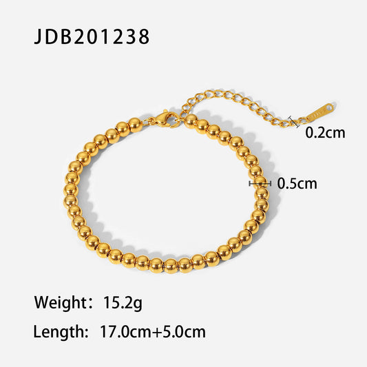 18K Gold-Plated Stainless Steel Ball Bracelet for Women