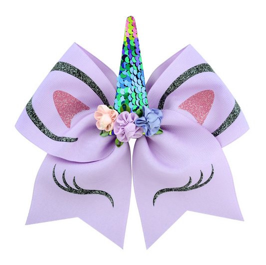Unicorn Hair Clip and Bow Hair Tie Set