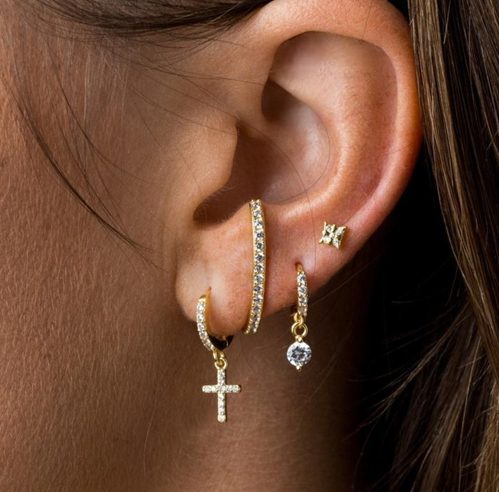 Cross Zircon Earrings in Copper Design