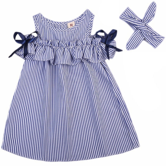 Striped A-Line Dress with Headband