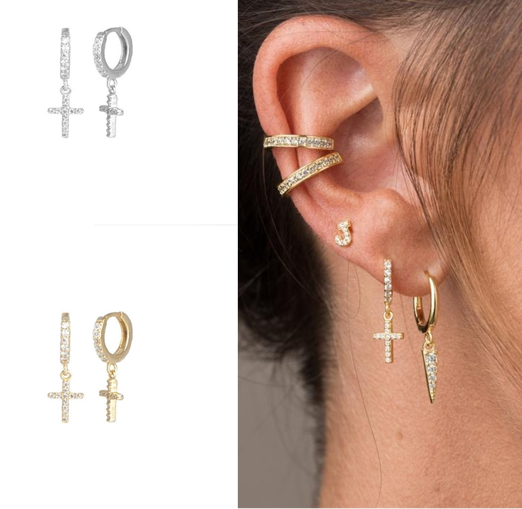 Cross Zircon Earrings in Copper Design