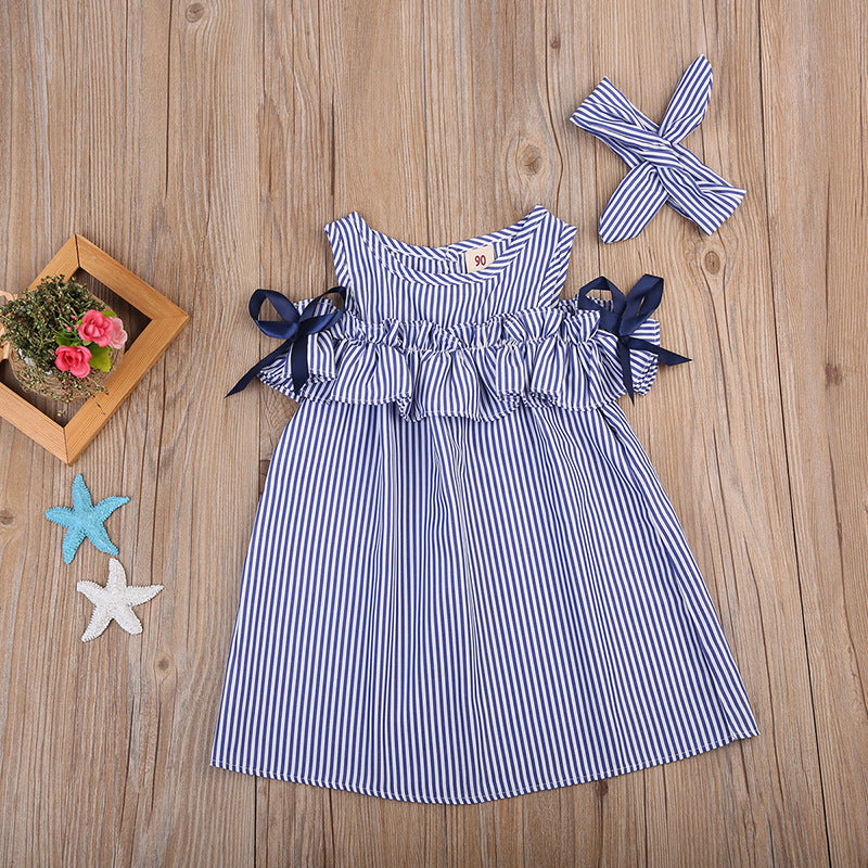 Striped A-Line Dress with Headband