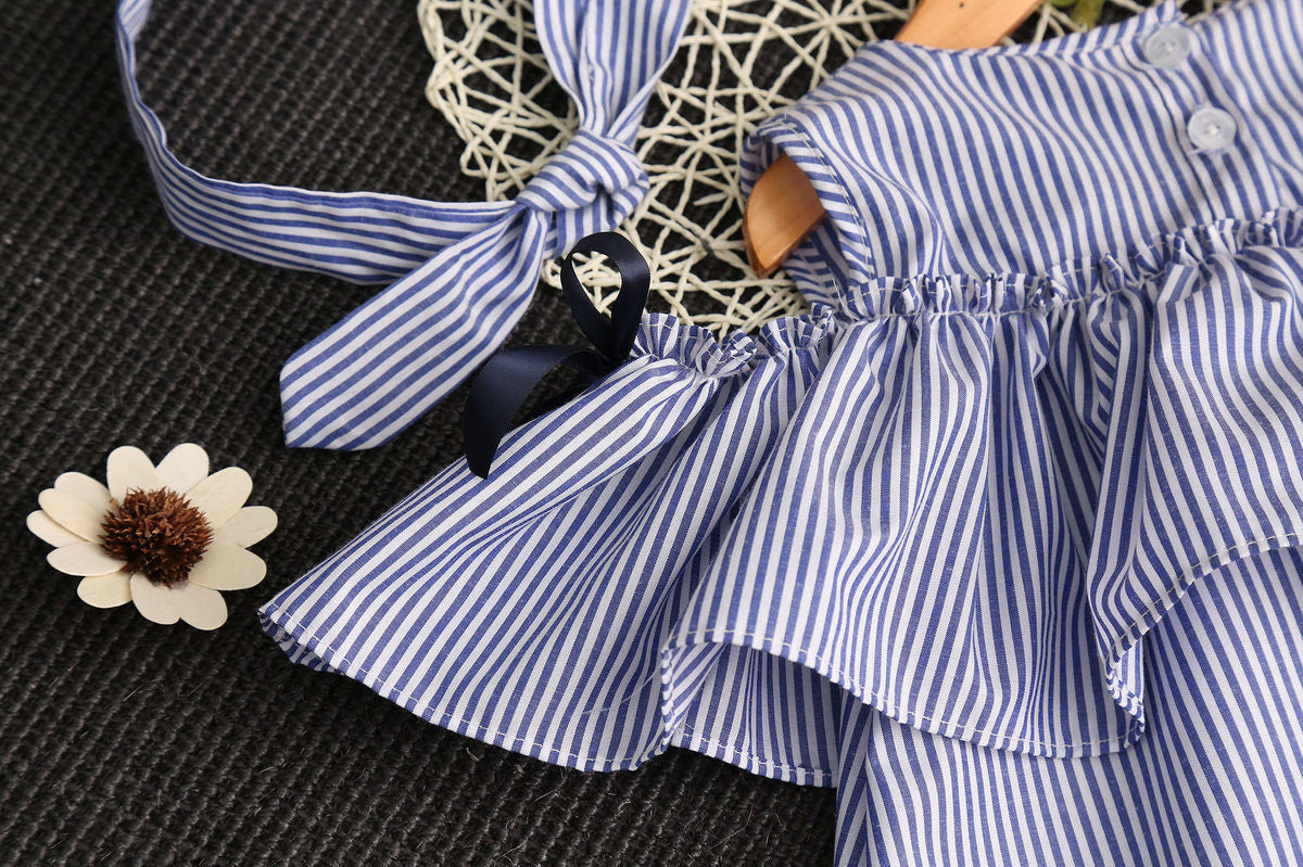 Striped A-Line Dress with Headband